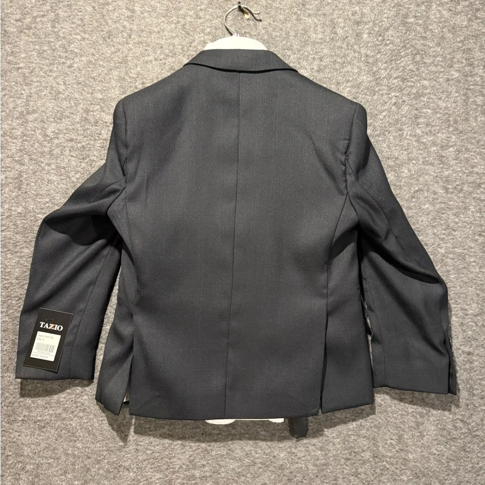 Tazio Suit Set Youth Boys sz 6 gray 4 piece jacket tie vest shirt Slim *No Pants